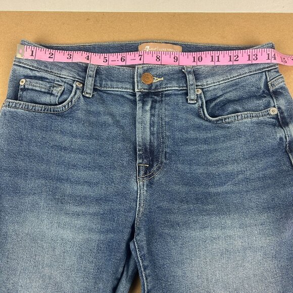7 for All Mankind Roxanne Ankle Raw Hem Jeans Womens 29 Blue Five Pocket 7FAM - Picture 7 of 13